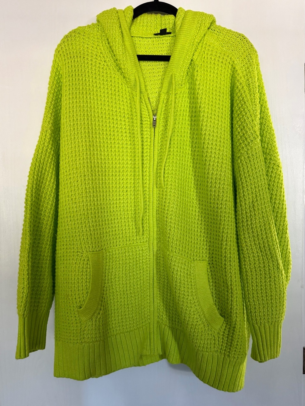 Lime Green Hooded Zip Sweater
